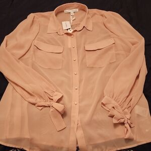 Le Chateau Light Pink Blouse with Tie Cuffs